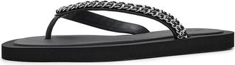 Tory Burch Kira Chain Flip-Flops Womens Sandals Perfect Black : 10 M, Leather/Synthetic