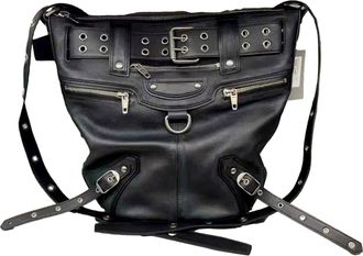 Generic Black Studded Crossbody Bag, Black Bags for Women | Metal Ruched Metal Shoulder Bag - Large Capacity Bucket Shaped Shoulder Bag, Dark Style, for Women