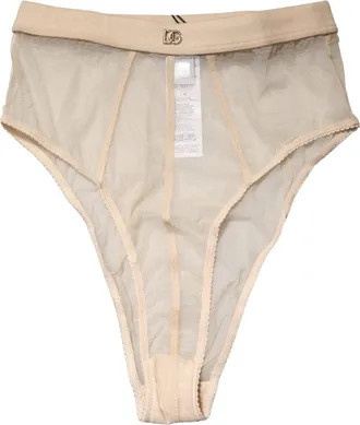 Dolce & Gabbana Beige Silk Blend High Waist Brief Panty Underwear Elastane Clothing