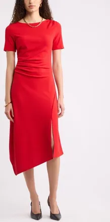 Nordstrom Asymmetric Knit Dress in Red Salsa at Nordstrom, Size Xx-Small
