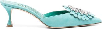 Manolo Blahnik 50mm Shogmu Mules - Womens - Calf Leather/Calf Suede