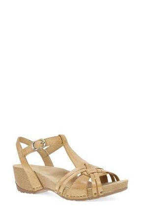 Dansko Tia Ankle Strap Platform Wedge Sandal in Tan Milled Burnished at Nordstrom Rack, Size 10.5-11Us / 41Eu