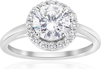 Pompeii3 1 3/4 ct Diamond Solitaire Round Halo Engagement Ring 14k White Gold Enhanced