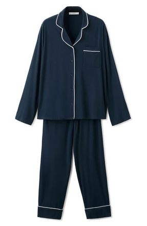 Mango Piped Pajamas in Indigo Blue at Nordstrom, Size Medium