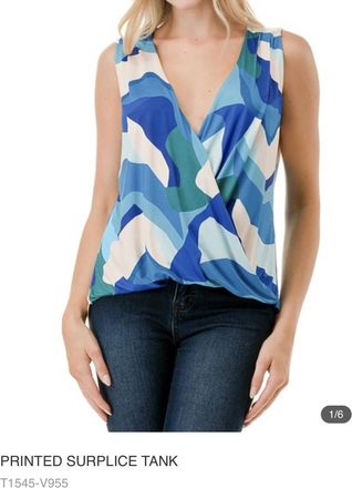 Ariella Printed Tank Top In Blue