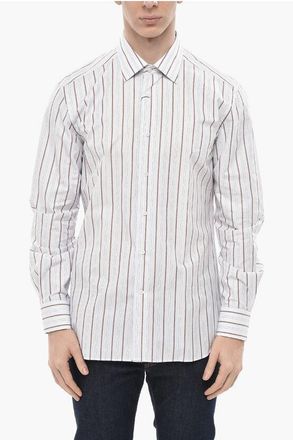 Corneliani Striped Cotton Poplin Shirt with French Collar size 41