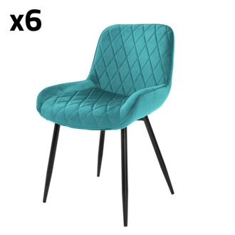 ML Design Lote de 6 sillas de comedor de terciopelo, petr&oacute;leo