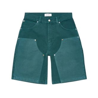 Edwin Double Knee Worker Short - Heren - Denim shorts - Groen - W34 - Katoen - Korte Broeken
