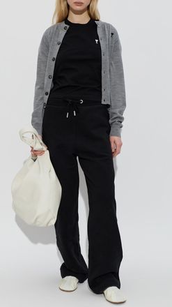 Ami T-shirt With Embroidered Logo, Womens, Black