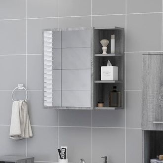 vidaXL Mobile da Bagno a Specchio Grigio Sonoma 62,5x20,5x64 cm Legno - Vidaxl