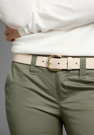 Laura Scott Lederg&uuml;rtel LAURA SCOTT, Damen, Gr. 11,5, beige (cream), Rindsleder, gl&auml;nzend, unifarben, G&uuml;rtel Lederg&uuml;rtel, mit goldfarbender runder Schnalle - NEW