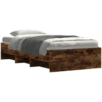 vidaXL Estructura De Cama Sin Colch&oacute;n Madera Roble Ahumado 100x200 Cm Vidaxl