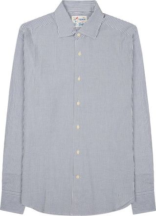 MC2 Saint Barth Blue Pamplona Striped Long-Sleeve Linen Shirt