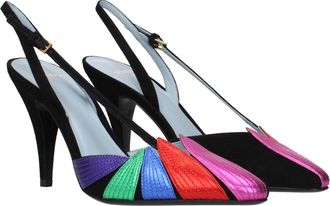 Valentino Garavani Womens Rainbow-Paneled Leather Pump Black