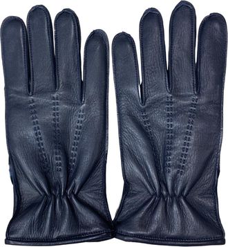 Restelli Guanti Handgemaakte Heren Leren Handschoenen Blauw - Heren - Handschoenen - Zwart - 9 IN - Leer - Accessoires