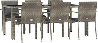 vidaXL Vidaxl - Set Comedor Jard&iacute;n 7 Pzas Y Cojines Rat&aacute;n Sint&eacute;tico Gris