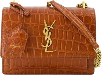 Saint Laurent Tassen, Dames, Bruin, ONE Size, Leer, Le Sac Sunset Small