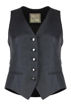 Tagliatore Single-Breasted Gaelle Vest In Chalk Stripe Pattern