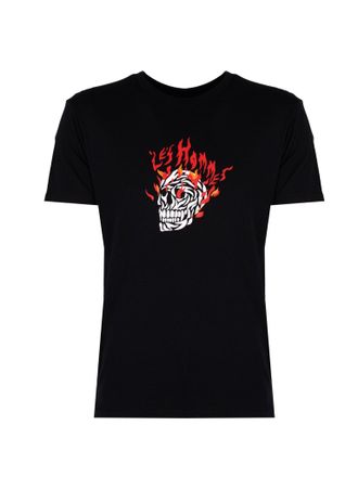 Les Hommes Les Hommes T-Shirt On Fire Mannen zwart