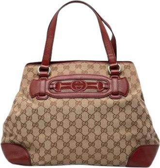Gucci Pre-owned Handbags, female, Beige, Size: ONE SIZE Pre-owned Vintage Canvas Tote