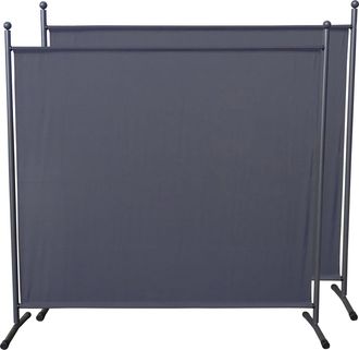 Quick-Star Quick-star - 2 St&uuml;ck Paravent 180 X 178 Cm Stoff Raumteiler Gro&szlig; Stellwand Trennwand Balkon Sichtschutz Grau