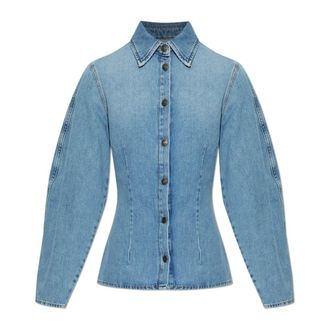 Rotate ROTATE Birger Christensen, Denim Shirts, female, Blue, Size: S Denim Fitted Shirt