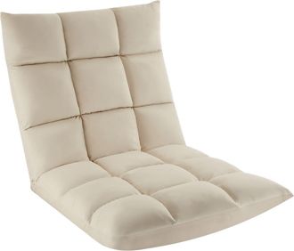 TecTake Sill&oacute;n de suelo con respaldo 2 en 1 terciopelo 108x57x13,5 cm beige