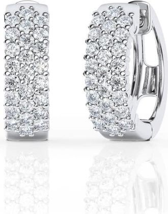 Grown Brilliance 1 Carat Lab Grown Diamond Cluster Hoop Earrings in Sterling Silver