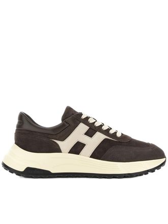Hogan Dark Suede Sneakers with Contrasting Logo