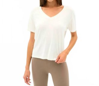 SPLITS59 Georgia Jersey V Neck Top In White