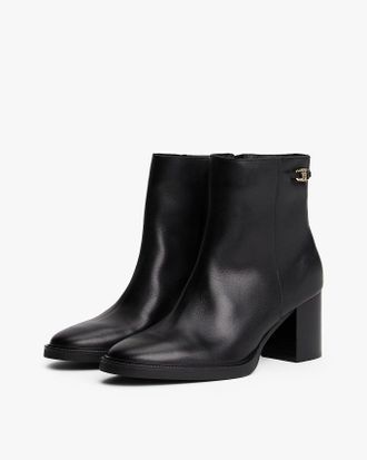 Tommy Hilfiger Womens Ankle Boots in Black Leather - Size UK 6.5