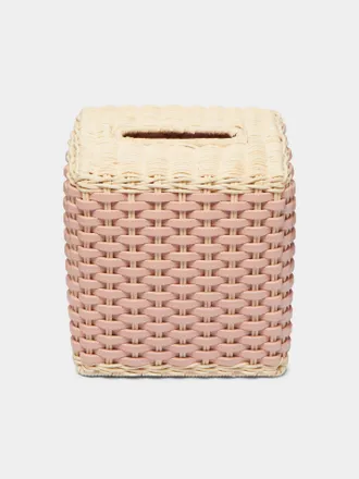 Giobagnara Antibes Handwoven Leather and Rattan Tissue Box