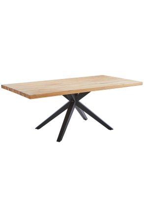 Linea Natura Esstisch, Eichefarben, Holz, Asteiche, massiv, rechteckig, Sternfuß, 90x75x180 cm, Esszimmer, Esszimmerserien