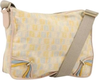 Fendi Pre-owned Cross Body Bags, female, Beige, Size: ONE SIZE Pre-owned Vintage Zucchino Canvas Shoulder Bag