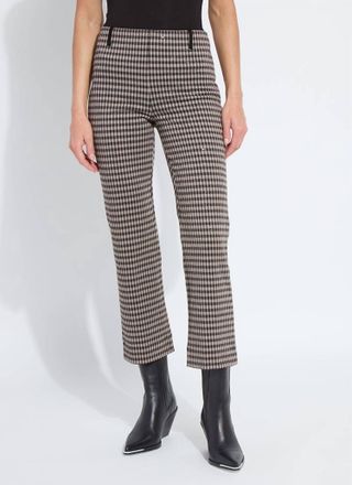 Lyss&eacute; Womens Colleen Metallic Ankle Baby Boot Pant In Silver Foil Check