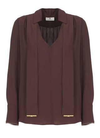 Elisabetta Franchi Brown Viscose V-Neck Blouse