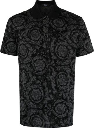 Versace Barocco-Jacquard Polo Shirt - Mens - Cotton