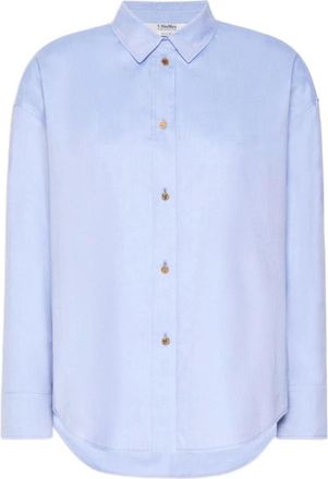 Max Mara Oxford Shirt - Dames - Overhemden - Blauw - XS - Leer - Overhemden