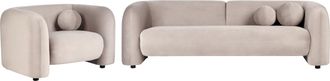 Beliani Conjunto De Sala De Estar 4 Plazas Sof&aacute; Y Sill&oacute;n Moderno De Terciopelo Con Cojines Extra Gris Pardo Leiren