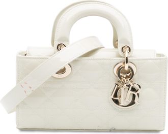 Dior Pre-owned Womens Lady Top Handle Quilted Bag - White Leather - One Size