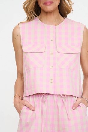 FRNCH Aurora Check Vest In Pink