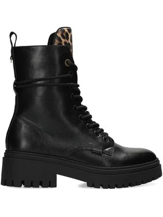 Mexx leopard panel lace-up boots - Zwart