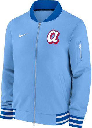 Nike Atlanta Braves Authentic Collection City Connect Nike Mens MLB Full-Zip Bomber Jacket in Blue | 02F30GJLAW-TRY
