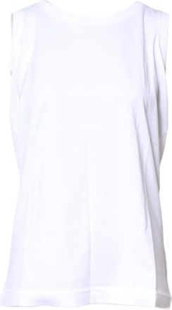 Dolce & Gabbana Sleeveless Tops, female, White, S, Sleeveless Crew Neck T-shirt