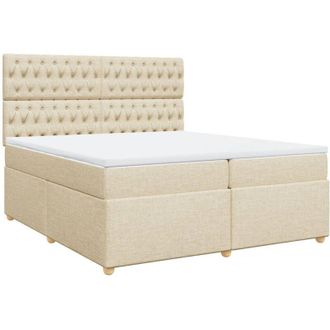 vidaXL Vidaxl - Cama Box Spring Con Colch&oacute;n Tela Color Crema 200x200 Cm