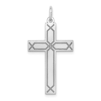 Diamond2Deal 14K White Gold Laser Designed Cross Pendant