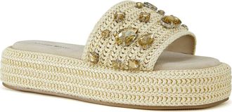 Azalea Wang Baste Platform Slide Sandal in Beige at Nordstrom, Size 7.5