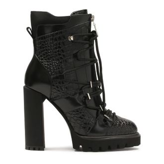 Kazar Schoenen, Dames, Zwart, 38 EU, Leer, Zwarte reliëflederen laarzen