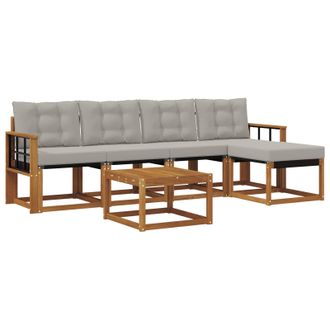 vidaXL Conjunto De Sof&aacute;s De Exterior 6 Pcs Gris Natural Y Claro Vidaxl
