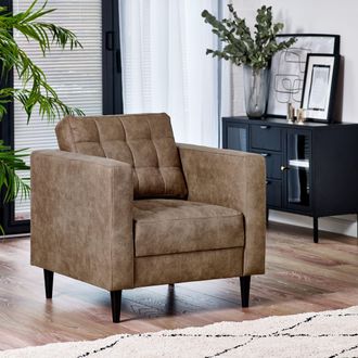 Furniturebox Jade Modern Faux Leather Armchair in Brown